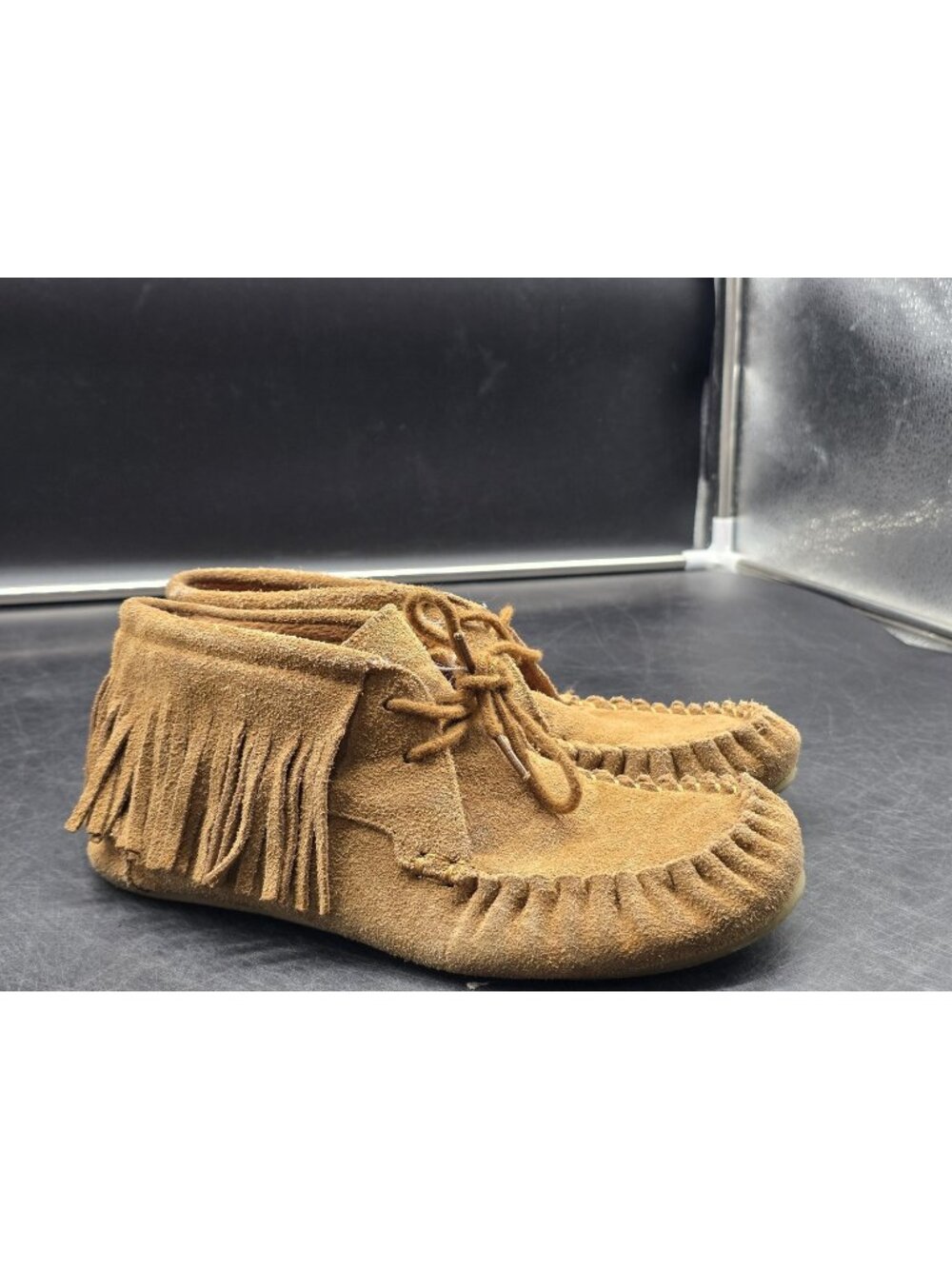 Target Boots Womens Size 7 Brown Suede Fringe Moccasin Ankle Flat Booties